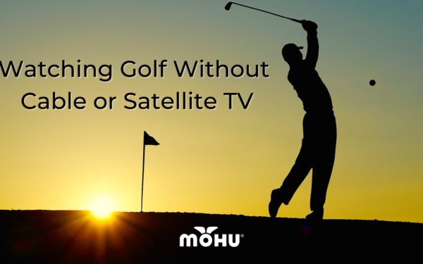 Man golfing at sunset, Watching Golf Without Cable or Satellite TV, Mohu logo