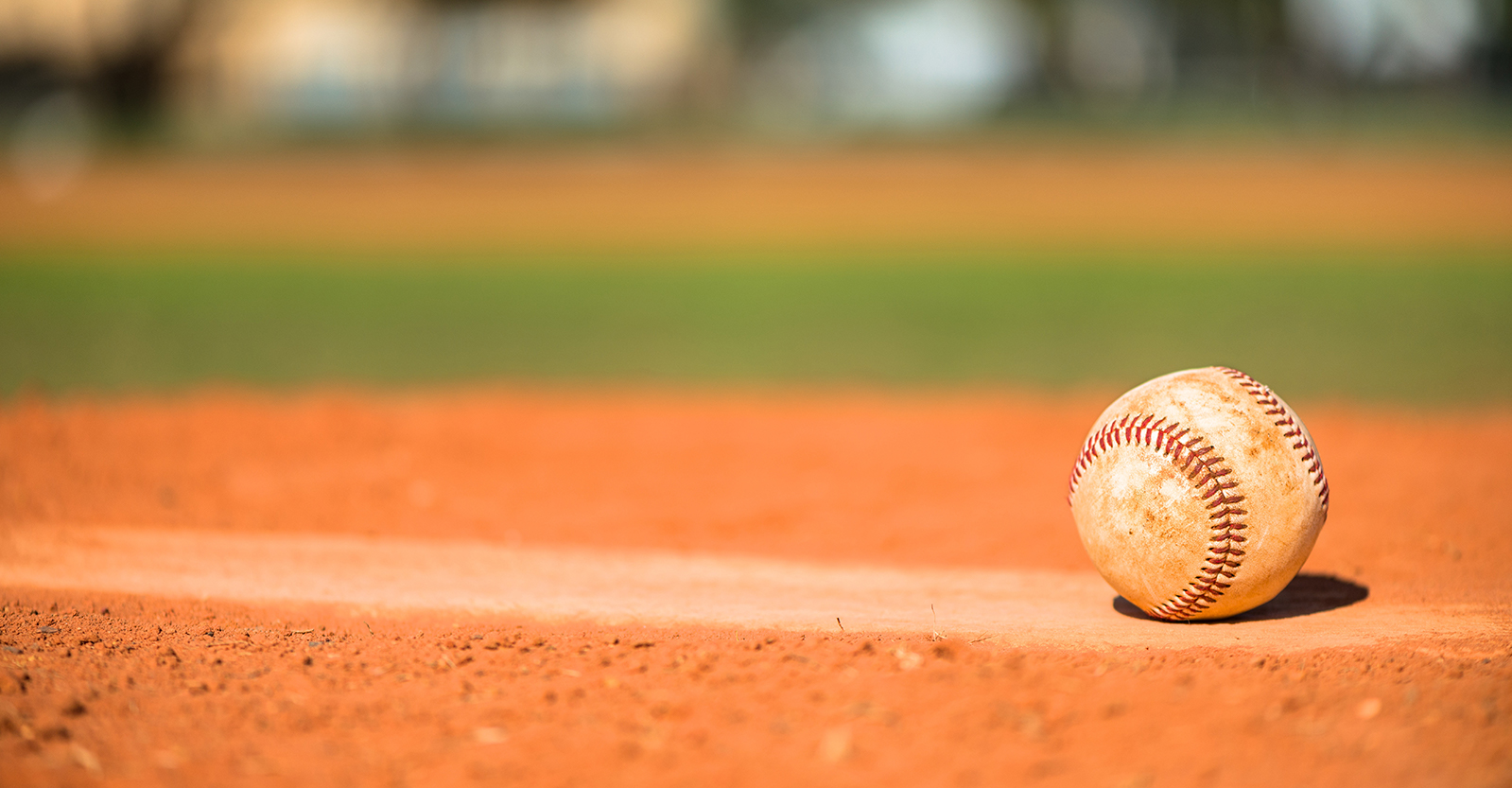 Baseball sitting on the pitcher's mound